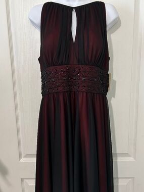 Dress NWT Beaded Waist Black Mesh over Red Whimsigoth Witchy Dark Fairy